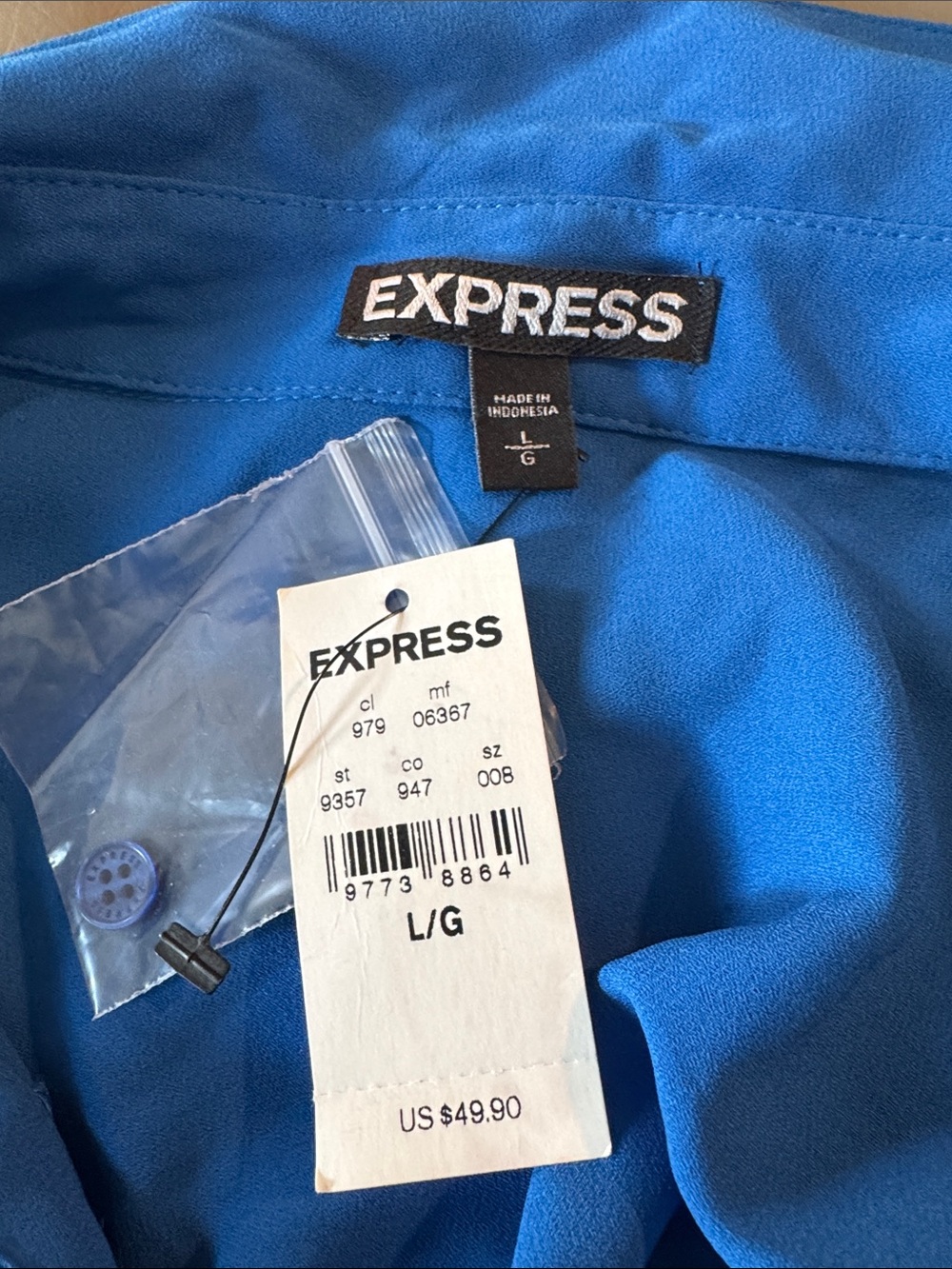 Express Royal Blue Long Sleeve Button Down Shirt - Picture 6 of 9